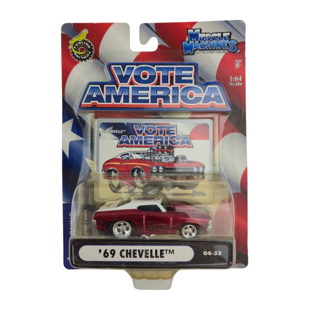 Vtg Muscle Machines 69 Chevelle Vote America 1:64 Red White 04-33 Diecast Car